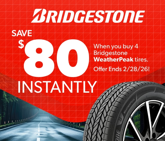 Save $80 Instantly on 4 Bridgestone WeatherPeak Tires