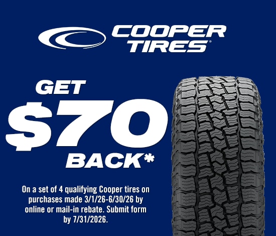 Buy 4 Select Cooper Tires, Get $70 Back*