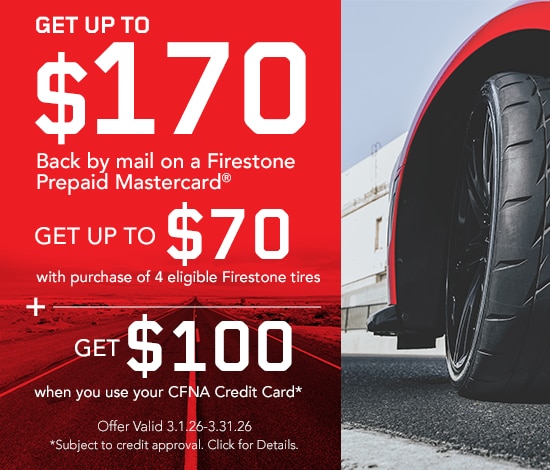 Get up to a $70 Firestone Prepaid Mastercard by Mail