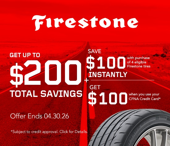 Get up to $200 Total Savings on a Set of 4 Firestone Tires