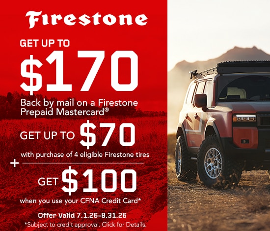 Get up to a $70 Firestone Prepaid Mastercard by Mail