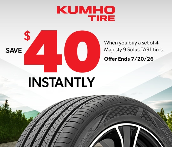 Buy 4 Kumho Majesty 9 Solus TA91 Tires, Save $40 Instantly