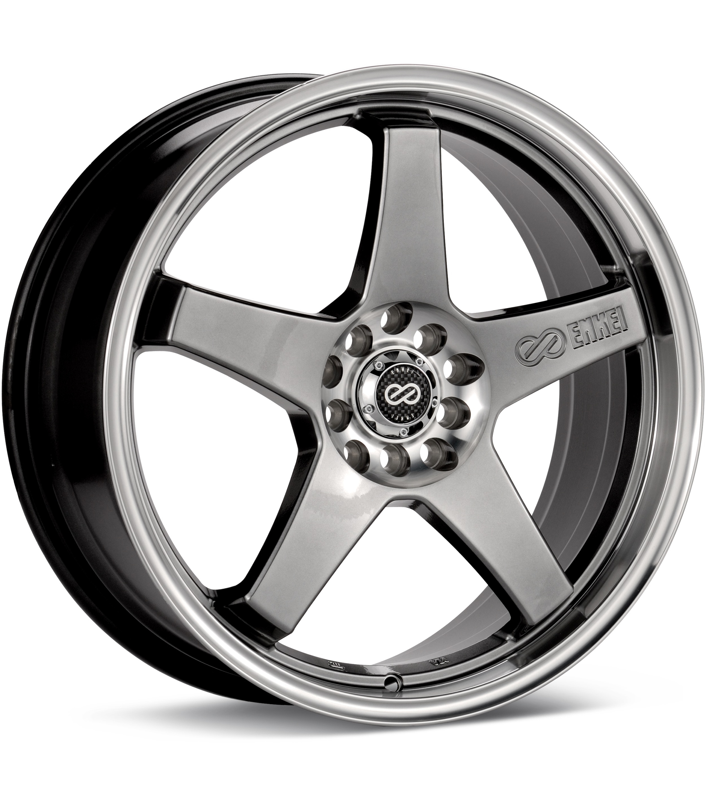 Enkei Performance EV5 Hyper Black W/Machined Lip Wheels 18 In 18x7.5 +38 446-875-5238HB