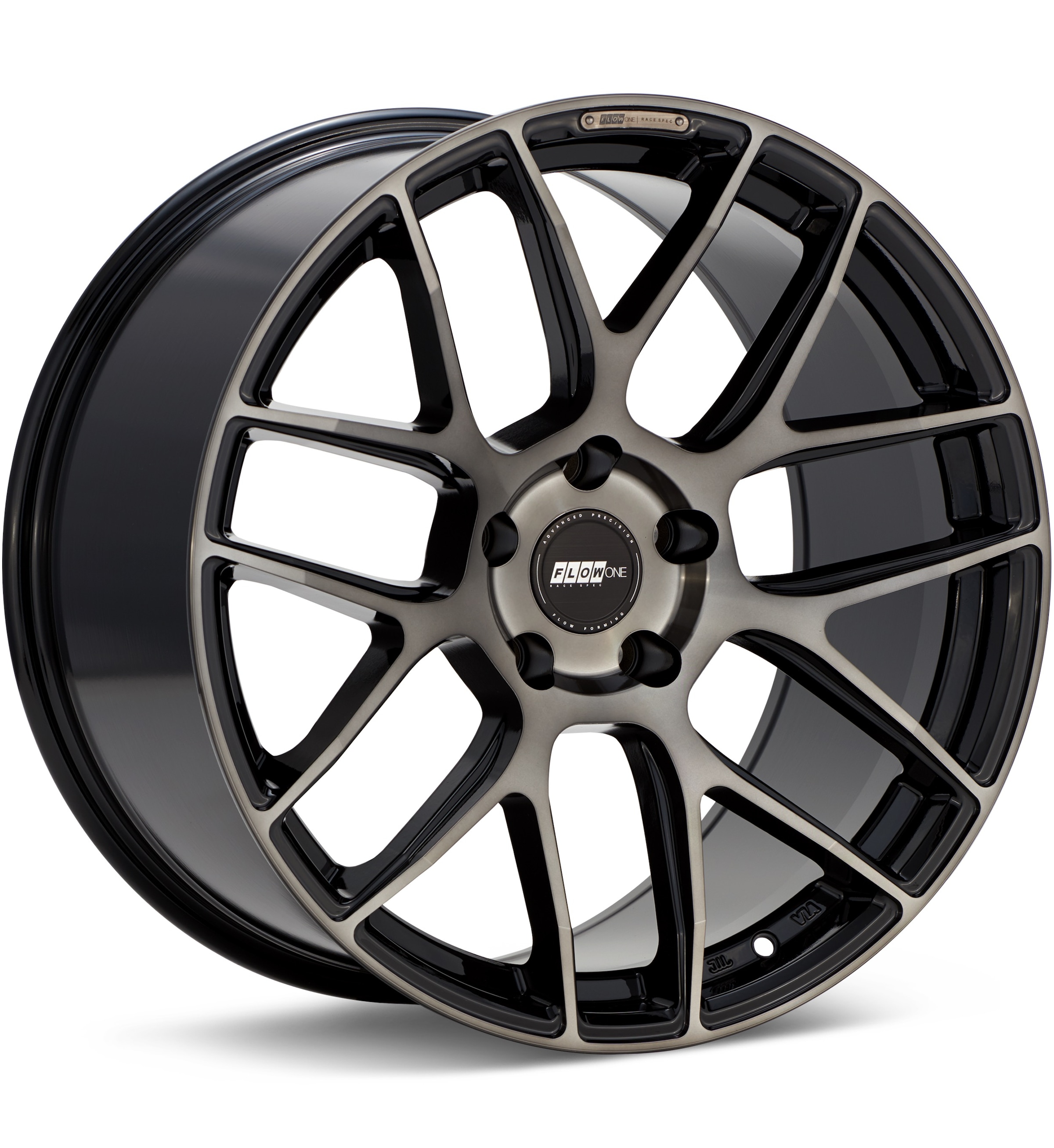 FLOW ONE Race Spec F2 Black Machined W/Dark Tint Wheels 18 In 18x8 +45 F288004BMDT