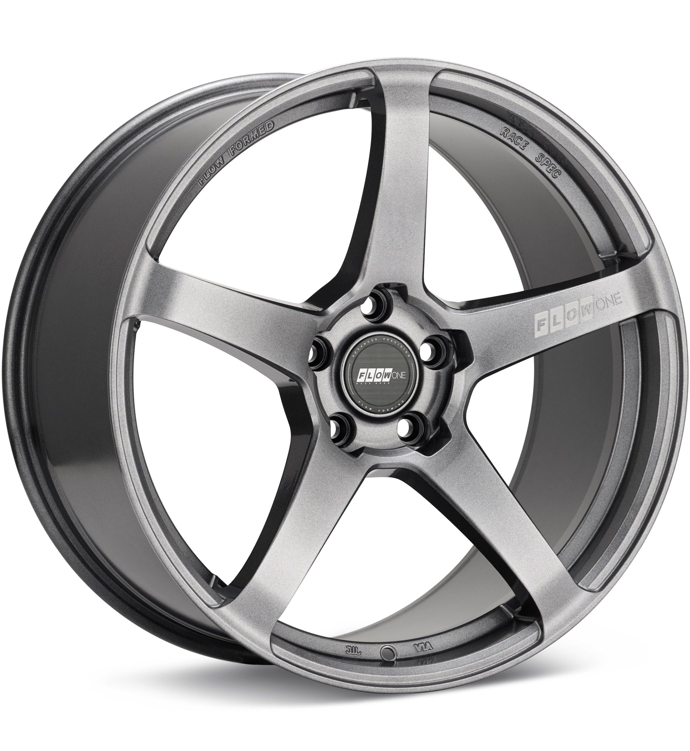 FLOW ONE Race Spec F5 Gloss Gunmetal Silver Wheels 18 In 18x9 +45 F589004GGMS