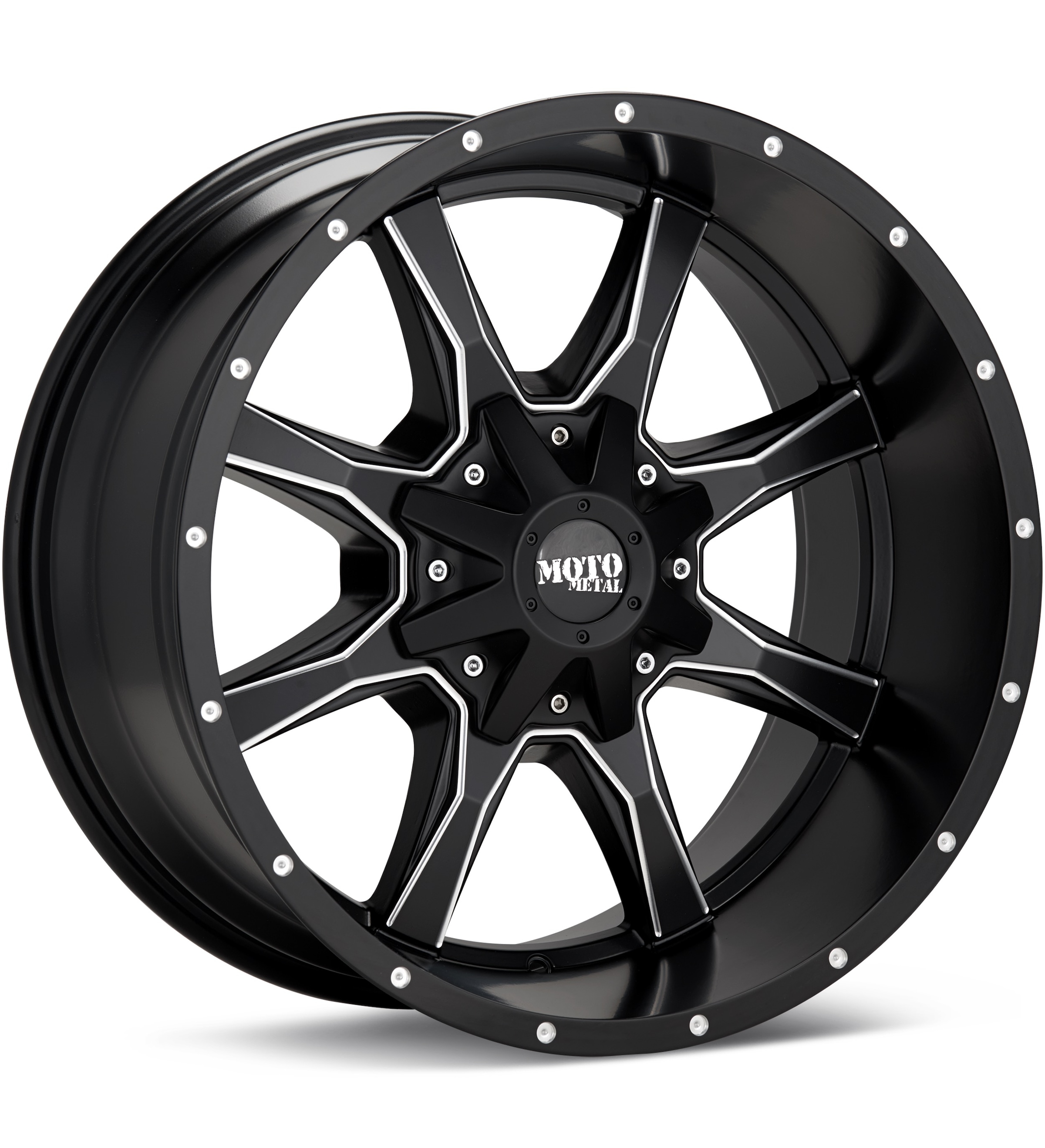 MOTO METAL MO970 Black W/Spot Milling Wheels 17 In 17x9 -12 MO97079035912NX