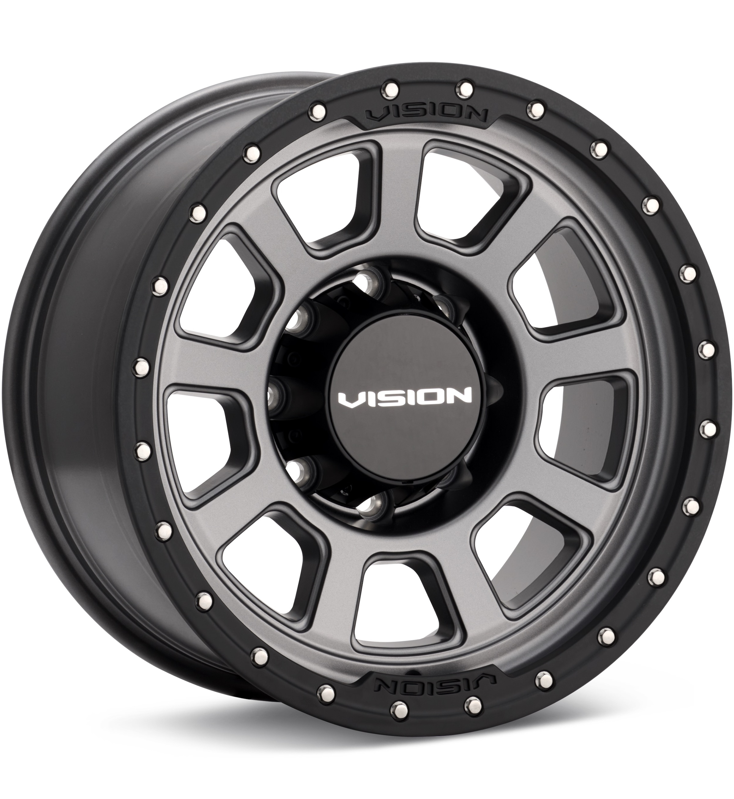 Vision Wheel Ojos Grey W/Black Lip Wheels 18 In 18x9 +12 350-8950SGBL12