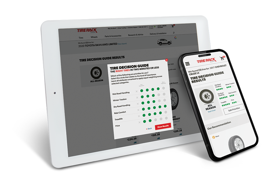 Ipad and Iphone with Tire Decision Guide