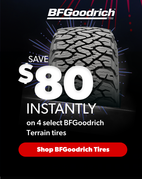 Save $80 Instantly on 4 select BFGoodrich Terrain tires