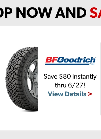 Save $80 Instantly on Four Select BFGoodrich Terrain Tires