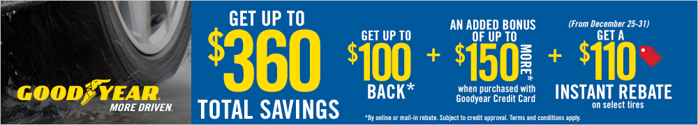 Get Up to $100 Back* from Goodyear