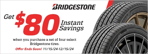 Save $80 Instantly When You Buy Four Select Bridgestone Tires