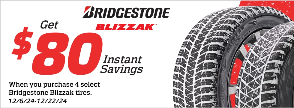 Save $80 Instantly on Four Select Bridgestone Blizzak Tires