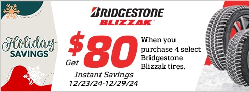 Holiday Savings | Save $80 Instantly on Four Select Bridgestone Blizzak Tires