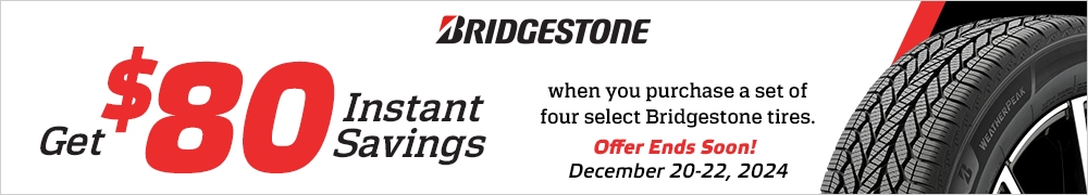 Save $80 Instantly on Four Select Bridgestone Tires