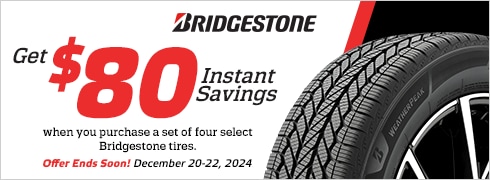 Save $80 Instantly on Four Select Bridgestone Tires