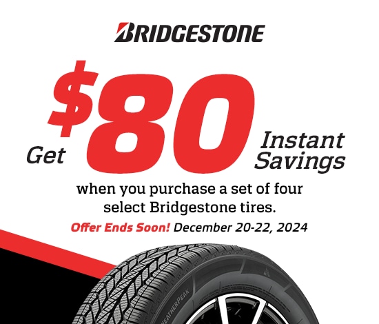 Save $80 Instantly on Four Select Bridgestone Tires