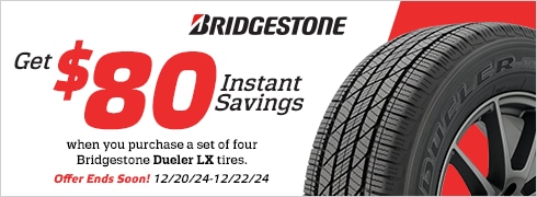 Save $80 Instantly on Four Bridgestone Dueler LX Tires