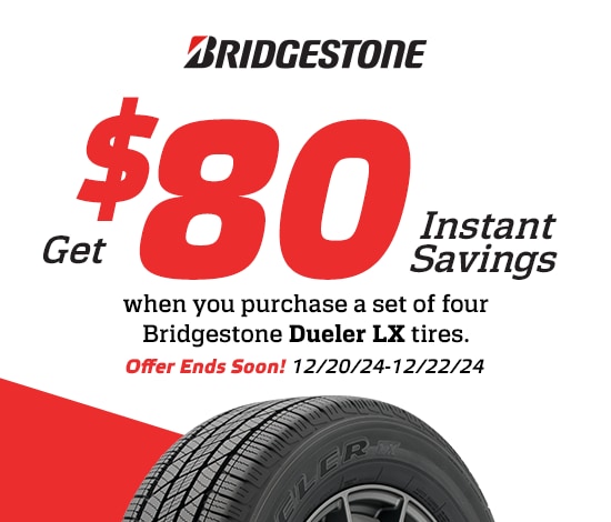 Save $80 Instantly on Four Bridgestone Dueler LX Tires