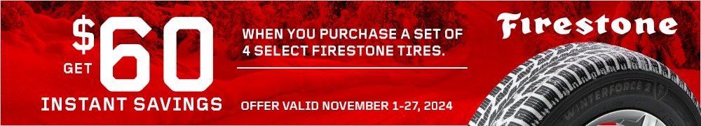 Save $60 Instantly on Four Select Firestone Winterforce Tires