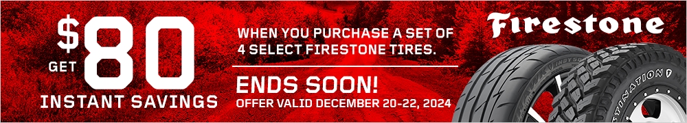 Save $80 Instantly on Four Select Firestone Tires