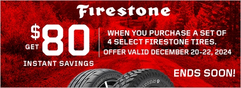 Save $80 Instantly on Four Select Firestone Tires