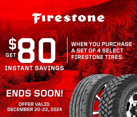 Save $80 Instantly on Four Select Firestone Tires