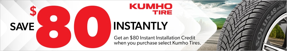 Buy 4 Select Kumho Solus Tires, Get an $80 Instant Installation Credit