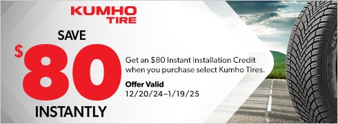 Buy 4 Select Kumho Solus Tires, Get an $80 Instant Installation Credit