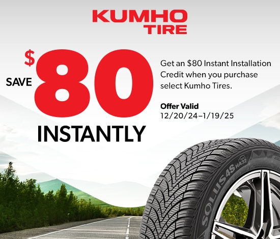 Buy 4 Select Kumho Solus Tires, Get an $80 Instant Installation Credit