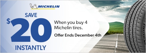 Save $20 Instantly When You Buy 4 Michelin Tires