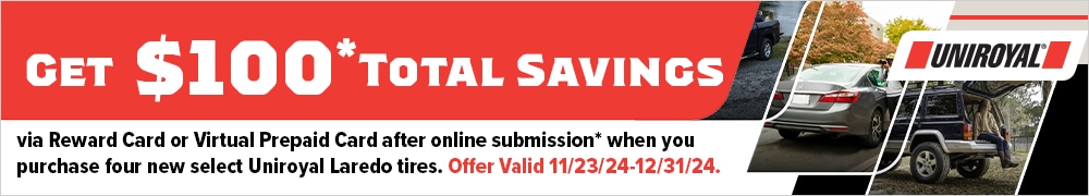 Uniroyal: Get $100 Total Savings After Online Submission