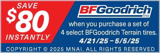 Save $80 Instantly on Four Select BFGoodrich Terrain Tires