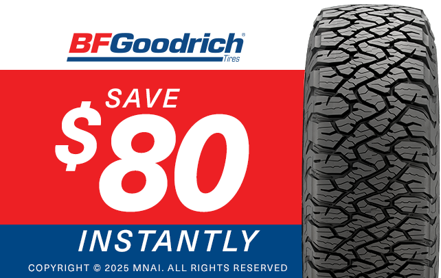 Save $80 Instantly on Four Select BFGoodrich Terrain Tires