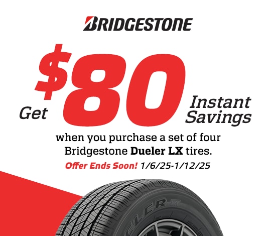 Save $80 Instantly on Four Bridgestone Dueler LX Tires