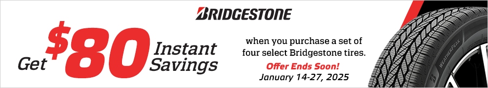 Save $80 Instantly on Four Select Bridgestone Tires