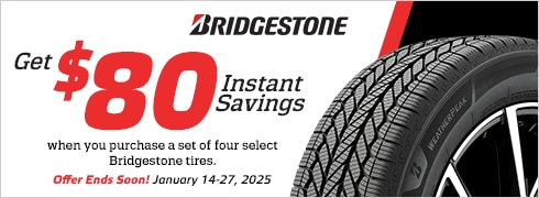 Save $80 Instantly on Four Select Bridgestone Tires