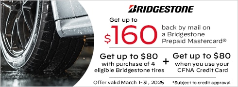 Bridgestone: Get Up to $80 Back by Mail