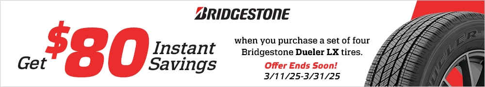 Save $80 Instantly on Four Bridgestone Dueler LX Tires