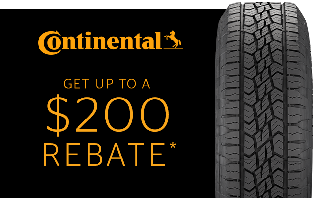 Receive a $110 Continental Tire Prepaid Mastercard® by Mail