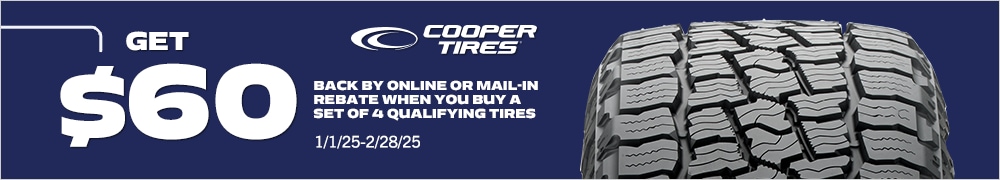 Cooper Tires: Get $60 Back by Online or Mail-in Rebate