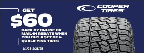 Cooper Tires: Get $60 Back by Online or Mail-in Rebate