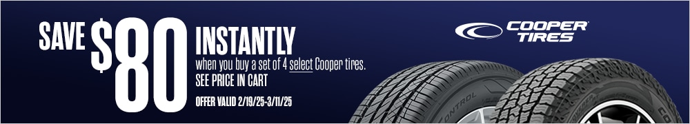 Save $80 Instantly on 4 Select Cooper Tires