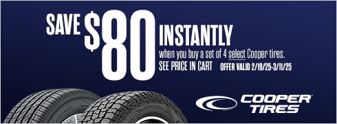 Save $80 Instantly on 4 Select Cooper Tires