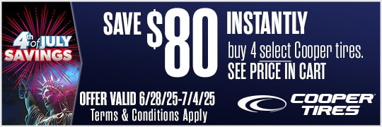 4th of July Savings | Save $80 Instantly on 4 Select Cooper Tires