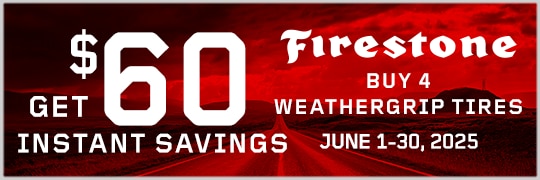 Save $60 Instantly on Four Firestone WheatherGrip Tires