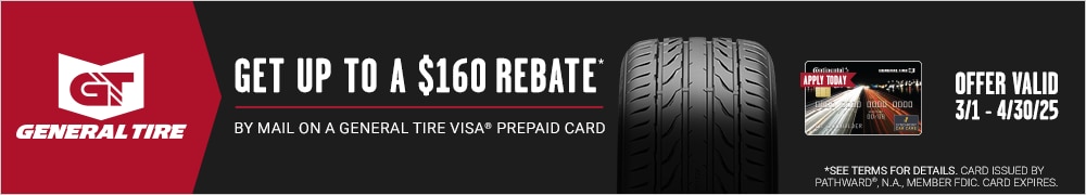 Get Up to an $80 General Tire Visa Prepaid Card