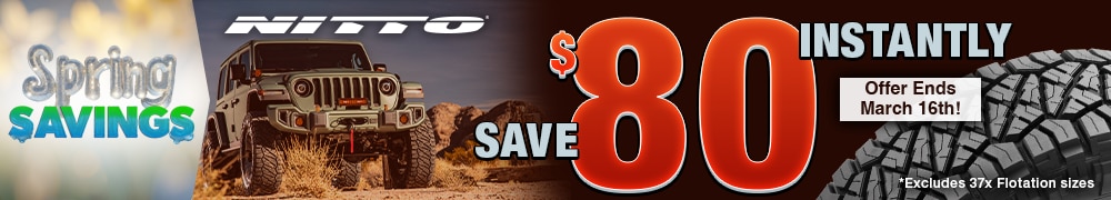 Spring Savings | Save $80 Instantly on 4 Select Nitto Tires