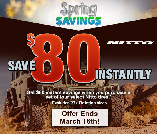 Spring Savings | Save $80 Instantly on 4 Select Nitto Tires