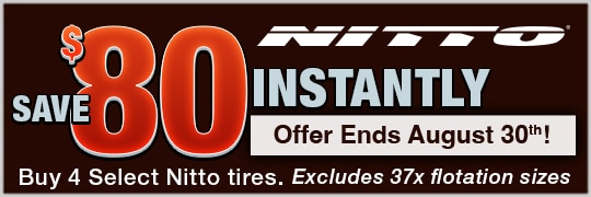 Save $80 Instantly on 4 Select Nitto Tires
